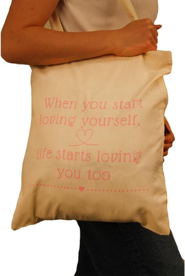 Tote Bag: When you start loving yourself, life starts loving you too